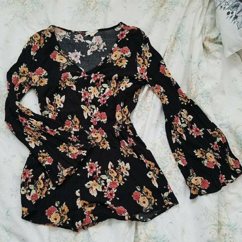 Black Floral Romper